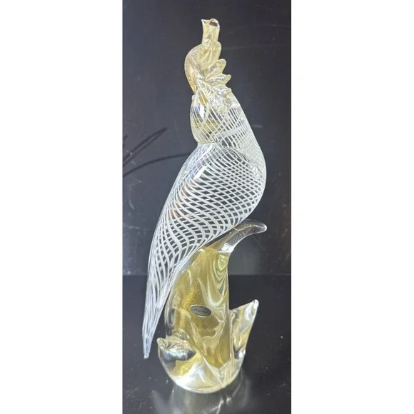 Formia Birds Murano gold Fleck White Optic Glass Cockatoos (FP) - Picture 16 of 16